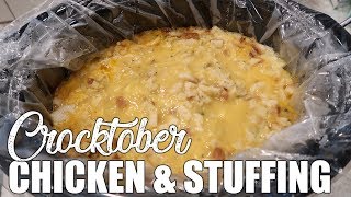 Easy Crockpot Chicken and Stuffing  Crocktober Recipe Collab [upl. by Chaddie16]