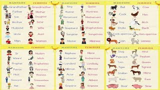 Gender of Nouns in English Grammar  Useful Masculine and Feminine List [upl. by Amron]