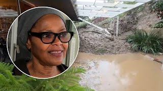 Mudslide flows into womans Baldwin Hills home flooding bedroom and shattering window [upl. by Omixam]