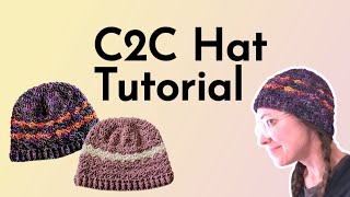 C2C Top Down Crochet Hat Tutorial [upl. by Htepsle]