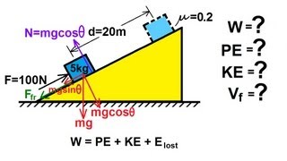 Physics 8 Work Energy and Power 7 of 37 Inclined Plane Friction [upl. by Collier]