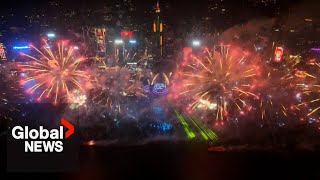 New Years 2024 Hong Kong shows off biggest fireworks display to date [upl. by Corneille]