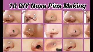 10 DIY Nose Pins and nose rings making at home [upl. by Longerich374]