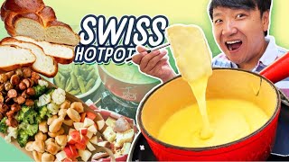 First Time Trying “SWISS HOTPOT” Fondue amp Raclette in Geneva Switzerland [upl. by Vtarj844]