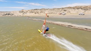 High speed windsurfing with a FPV Drone in Namibia w Björn Dunkerbeck [upl. by Tarttan]