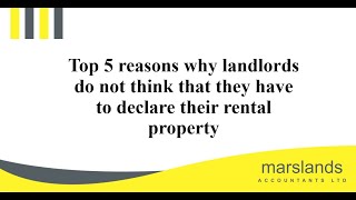 Top 5 reasons why landlords do not think that they have to declare their rental property [upl. by Flemings251]