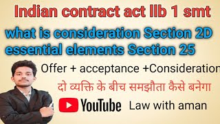 what is consideration  Essential elements of consideration  Consideration  Contract Act [upl. by Eiraminot420]