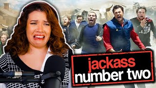 ACTRESS SUFFERS WATCHING JACKASS NUMBER TWO 2006 FIRST TIME REACTION I HAD TO LOOK AWAY [upl. by Anicul]