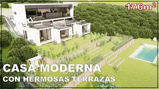 🌄Increíble CASA MODERNA con TERRAZAS ► Recorrido VIRTUAL 3D de Casa EIFEL  023 🏡✔ [upl. by Noyrb744]