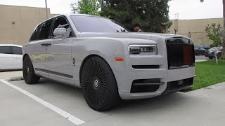 RollsRoyce Cullinan Black Badge w Custom Wheels [upl. by Anwahsiek]