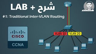 1 InterVLAN Routing Traditional شرح  تطبيق عملي [upl. by Kolb]