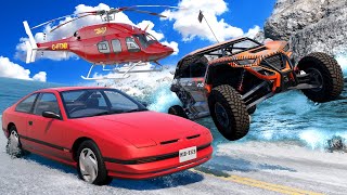 Flood Escape Race Challenge Up a Mountain in BeamNG Drive Mods [upl. by Nosirrag375]