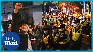 China Police clash with antilockdown protesters in Shanghai [upl. by Peri410]