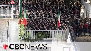 Fascist salutes at Rome farright rally spark outrage [upl. by Rudelson]