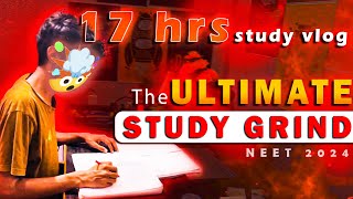 The Extreme 17 Hours STUDY GRIND🔥🔥 Study Vlog 17 hours study vlog📖  NEET 2024 [upl. by Nador]