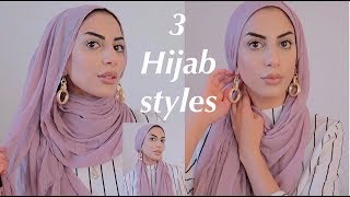 3 Hijab Styles Using Maxi Scarf With Earrings [upl. by Kozloski]