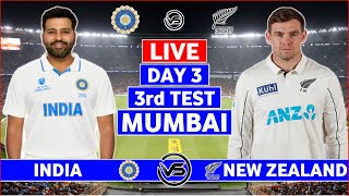 India vs New Zealand 3rd Test Day 3 Live  IND vs NZ 3rd Test Live Commentary  India 2nd Innings [upl. by Yblehs]