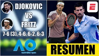 Novak Djokovic vs Taylor Fritz  RESUMEN HIGHLIGHTS Cuartos de Final  Australian Open 2024 [upl. by Bertha]