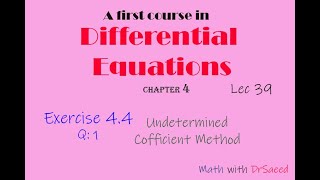 Differential Equations  Lec 39  Ex 44 Q1  Undetermined Coefficients Method [upl. by Manvel]