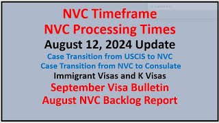 NVC Processing Times As of August 12 2024  September Visa Bulletin  August NVC Backlog Report [upl. by Lladnik]