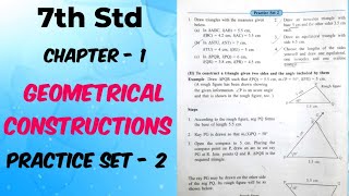 Practice set 2 Class 7  Chapter 1 Geometrical Constructions  7th standard  Maths  MH State Board [upl. by Yehudit]