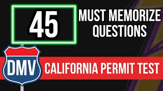 California DMV Permit Test 2024 45 Must Memorize Questions [upl. by Otcefrep689]