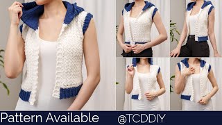 How to Crochet Bomber Hoodie Vest  Pattern amp Tutorial DIY [upl. by Ahsac870]