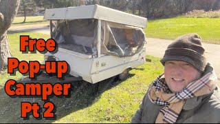 FREE PopUp Camper HOMEMADE  HARD SIDE conversion Tiny Cabin ep2 camping popupcamper diycamper [upl. by Londoner952]