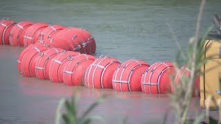 Biden administration sues Texas over Rio Grande buoy barrier [upl. by Salahcin953]