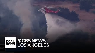 Small brush fire in Sepulveda Basin mopped up by firefighters [upl. by Feinstein64]