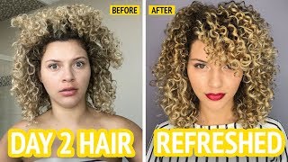 HOW I REFRESH MY CURLY HAIR WITH NO HEAT OR FRIZZ [upl. by Ilse]