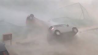 Cyclone Topples Cars in India [upl. by Shirl820]