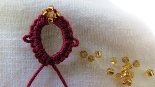 How to add 4 beads to needle Tatting Work [upl. by Glennon]