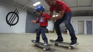 2 YEAR OLD AND DAD SKATEBOARD TOGETHER [upl. by Dibru]