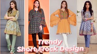 Latest Lawn Short Frock Designs  Stylish Short Frock With Trouser  Short Frock Design  shorts [upl. by Adnirol]