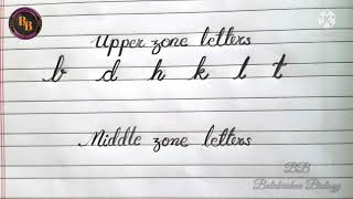 upper zonemiddle zonelower zone cursive writing letters for beginners [upl. by Aerdnac876]