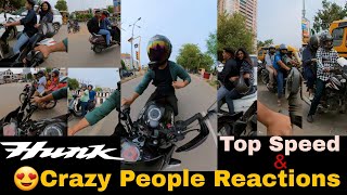 Hero Hunk Crazy People Reactions 😍  Top Speed In Traffic  Cute Girl Reactions  Hunk Bike Status [upl. by Aneeroc680]