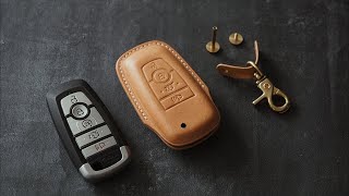 Making of a Handmade Leather Ford Mustang Key Case Leather Craft Car Key Fob [upl. by Yecniuq]