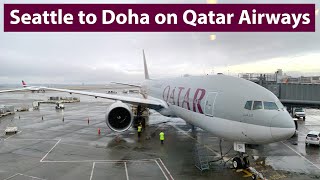 TRIP REPORT  Qatar Airways Economy  Seattle to Doha  Boeing 777200LR [upl. by Dora]