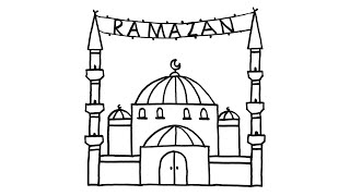 Çok Kolay Cami Çizimi  Hoşgeldin Ramazan 🕌 Ramazan Resmi Çizimi  Adım Adım Cami Nasıl Çizilir [upl. by Senhauser]