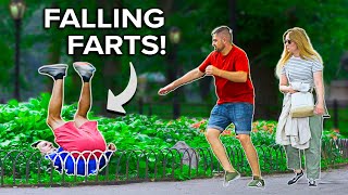 FUNNY Fart Prank in NYC FALLING Farts [upl. by Ardnua]