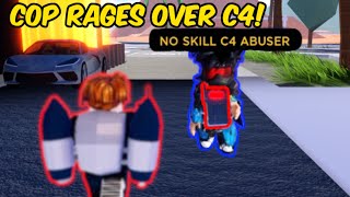 TOXIC COP RAGES over C4  Roblox Jailbreak Interesting Clips [upl. by Eninotna244]