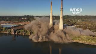 Drone footage of Duke Energy boiler house implosion in New Albany [upl. by Adama]