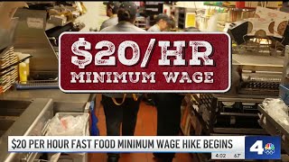 Ripple effects of fast food minimum wage hike across California [upl. by Reginnej]