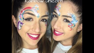 2 Minute Rainbow Unicorn Face Painting Design [upl. by Bonnie]