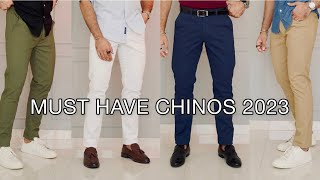 MUST HAVE CHINOS AND PANTS FOR MEN 2023  HOW TO STYLE CHINOS  CHINOS FASHION HAUL [upl. by Zadoc]