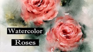 Loose Watercolor Roses with a Palette Knife and Some Gouache  Full Painting Process [upl. by Nat882]