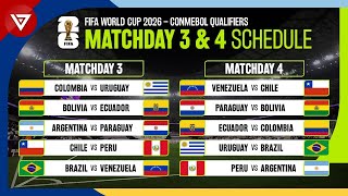 Match Schedule Matchday 3 amp 4 FIFA World Cup 2026 CONMEBOL Qualifiers October 2023 [upl. by Shelton]