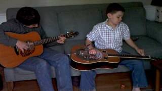 Young bluegrass musicians Gaven Largent on dobro and Jack Dunlap on guitar quotChoctaw Hayridequot [upl. by Rehpotsirc]