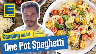 One Pot Spaghetti  Pasta Rezepte mit Frischkäse amp Tomaten  Camping mit Isi [upl. by Rodie]